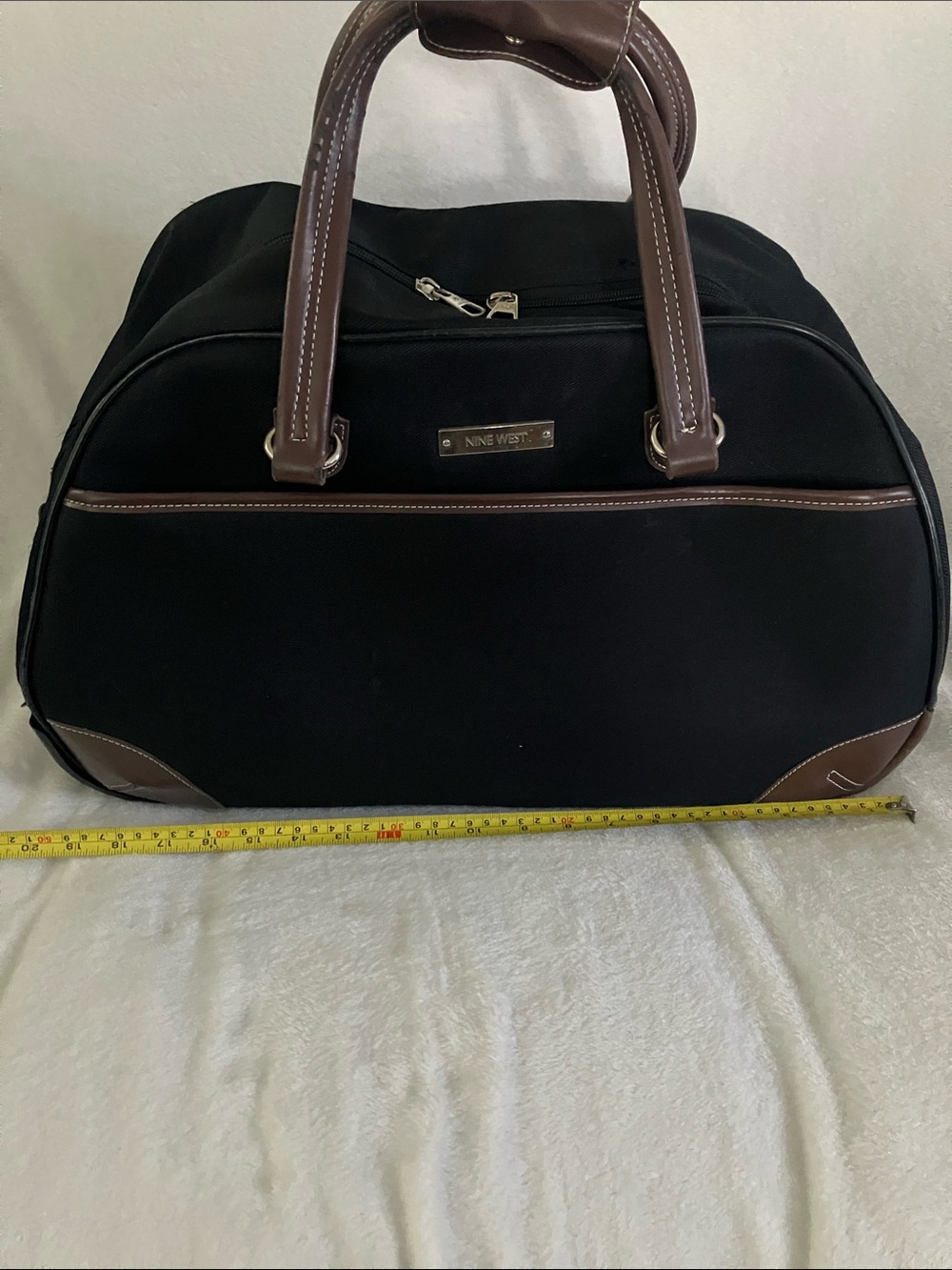 Nine West Black Roller Duffel Bag with Brown Trim